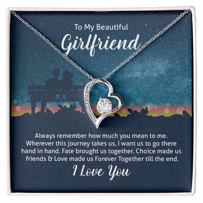 To My Beautiful Girlfriend Forever Love Message Card Necklace