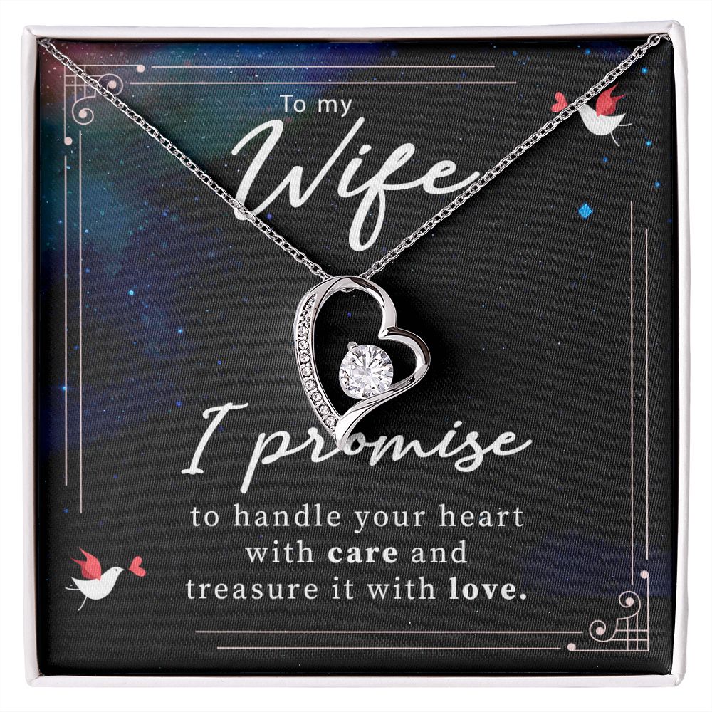 To My Wife I Promise To Handle Your Heart With Care Necklace