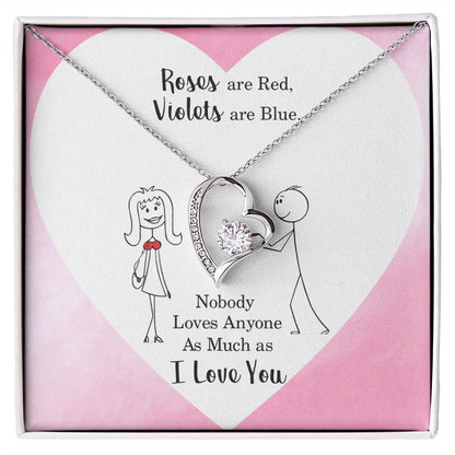 Roses are Red Violets Are Blue Message Card Necklace for Love