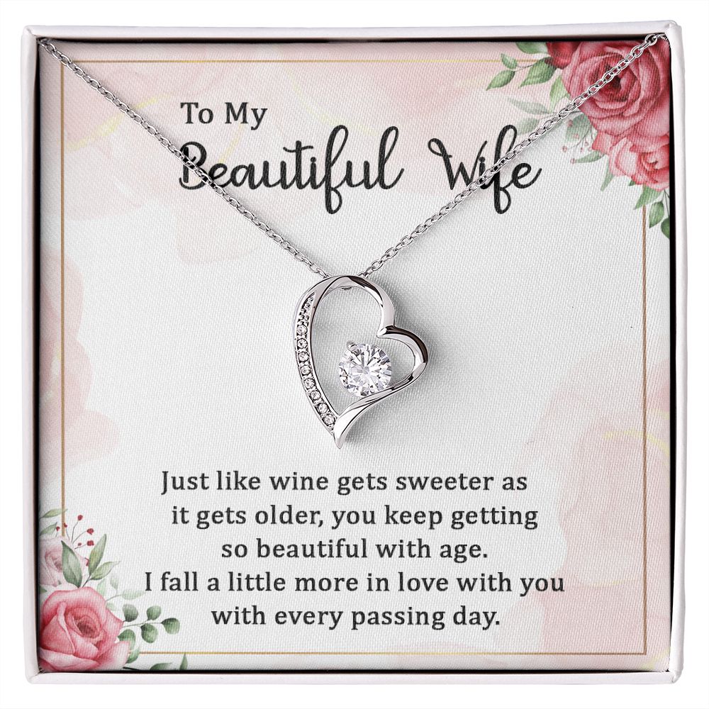 Forever Love Necklace To My beautiful Wife Just Like Wine Gets Sweeter