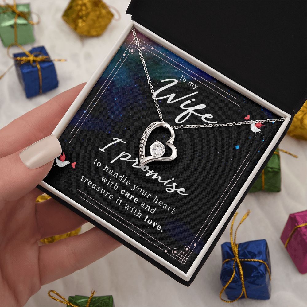 To My Wife I Promise To Handle Your Heart With Care Necklace