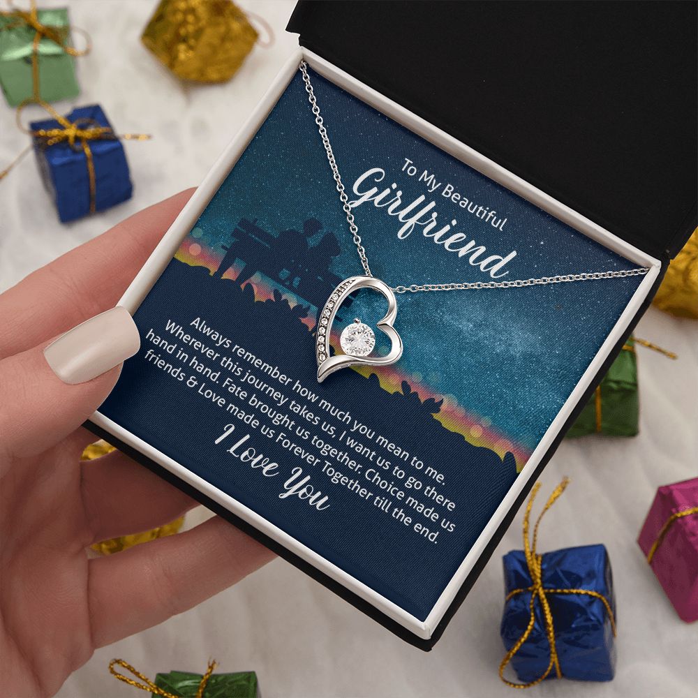 To My Beautiful Girlfriend Forever Love Message Card Necklace