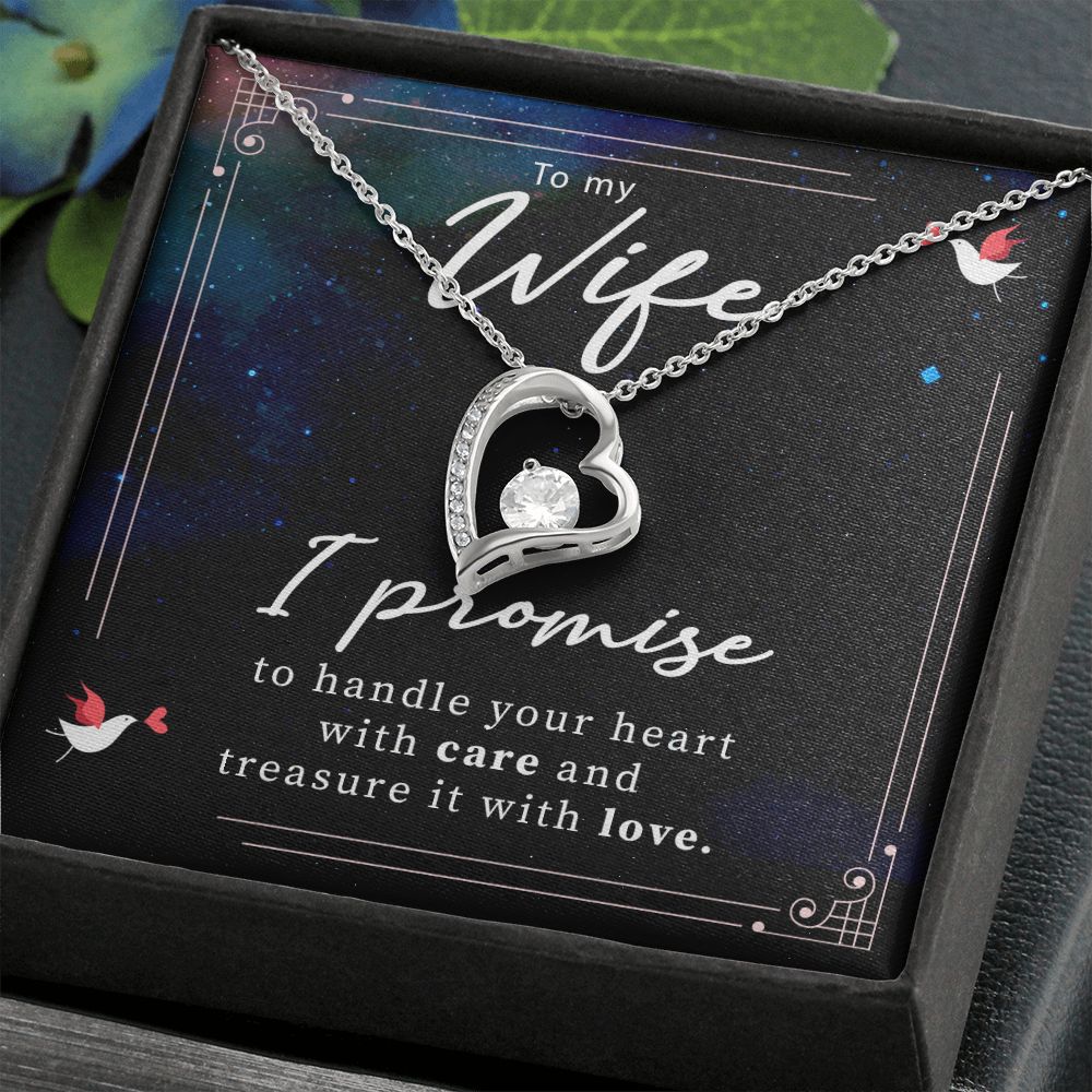 To My Wife I Promise To Handle Your Heart With Care Necklace