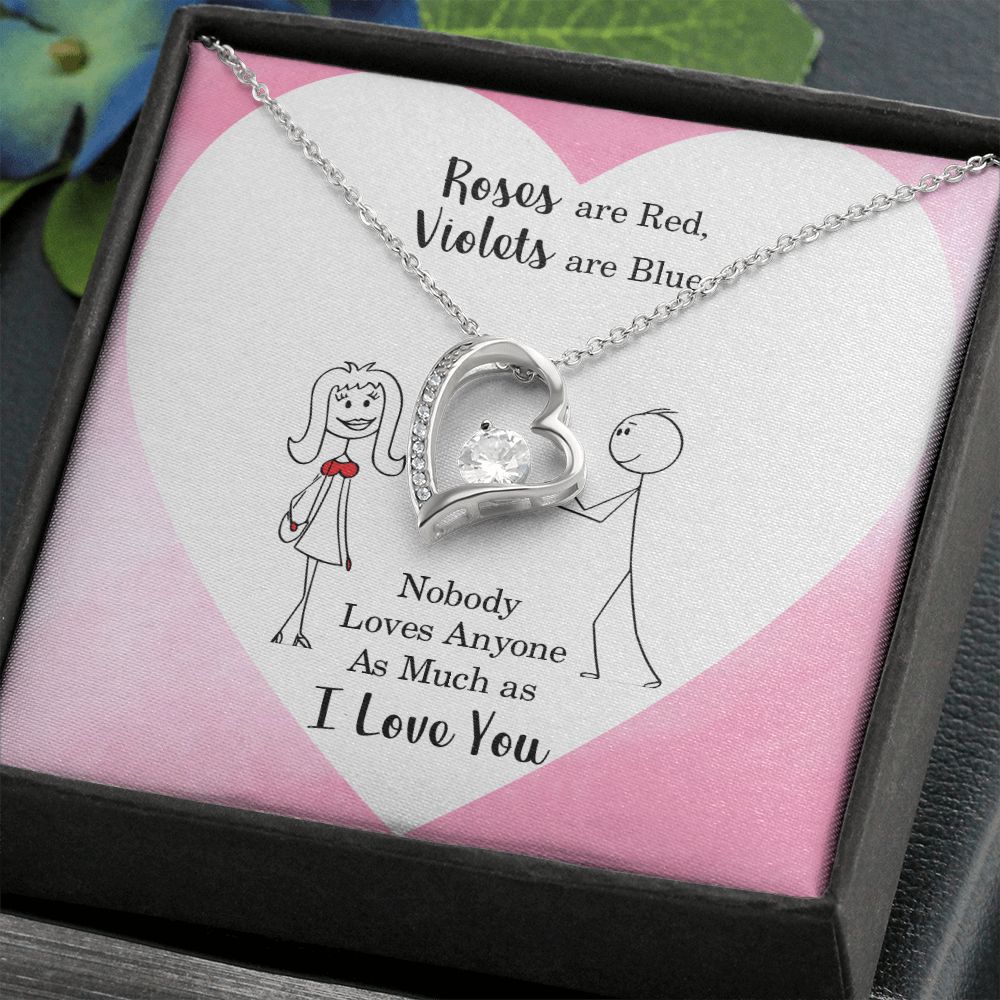 Roses are Red Violets Are Blue Message Card Necklace for Love