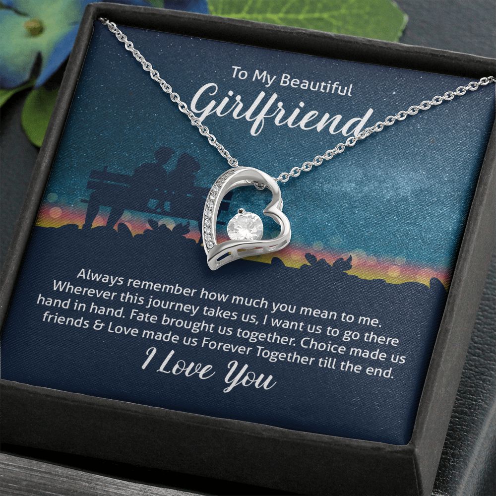 To My Beautiful Girlfriend Forever Love Message Card Necklace