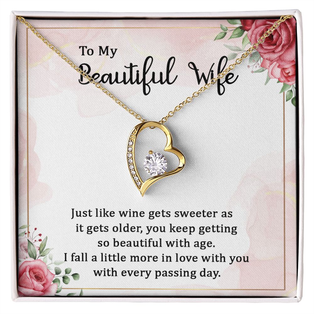 Forever Love Necklace To My beautiful Wife Just Like Wine Gets Sweeter