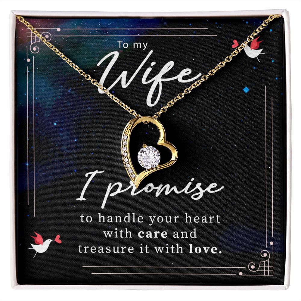 To My Wife I Promise To Handle Your Heart With Care Necklace