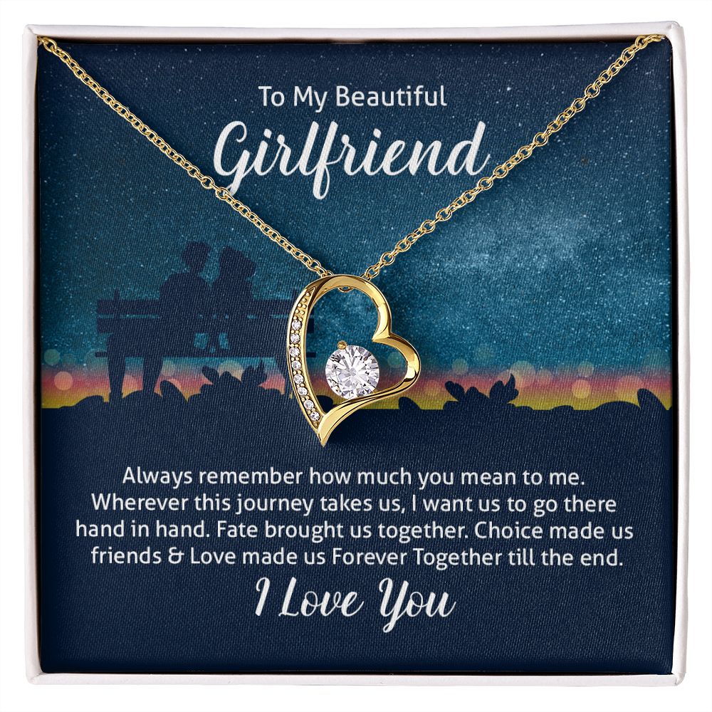 To My Beautiful Girlfriend Forever Love Message Card Necklace
