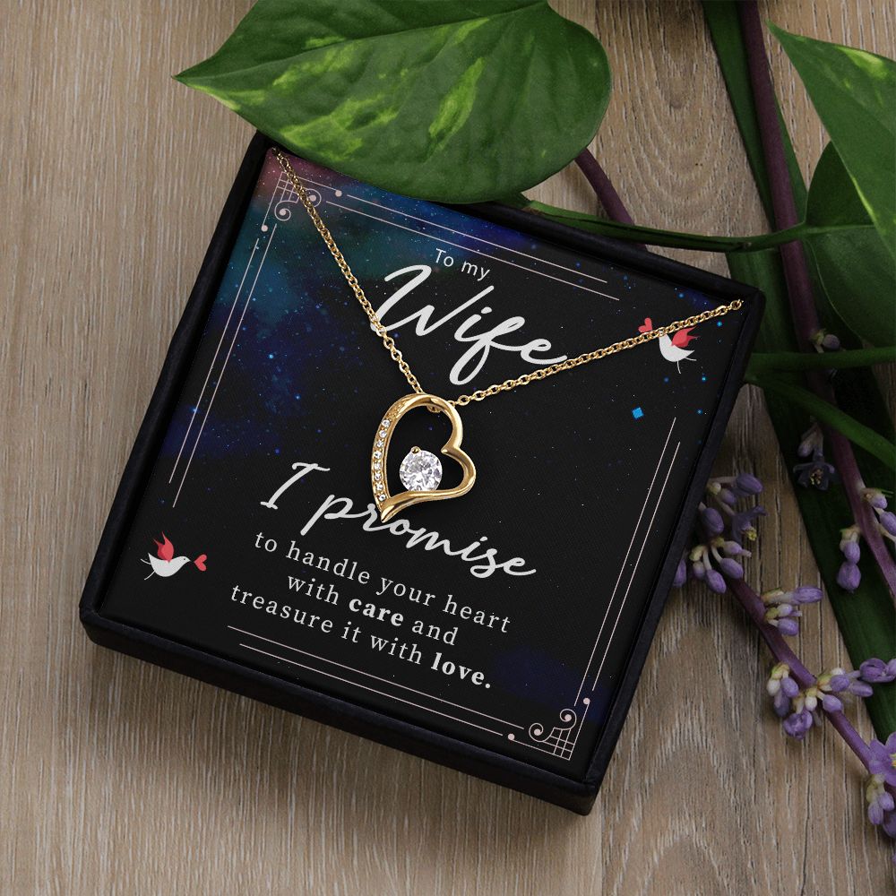 To My Wife I Promise To Handle Your Heart With Care Necklace