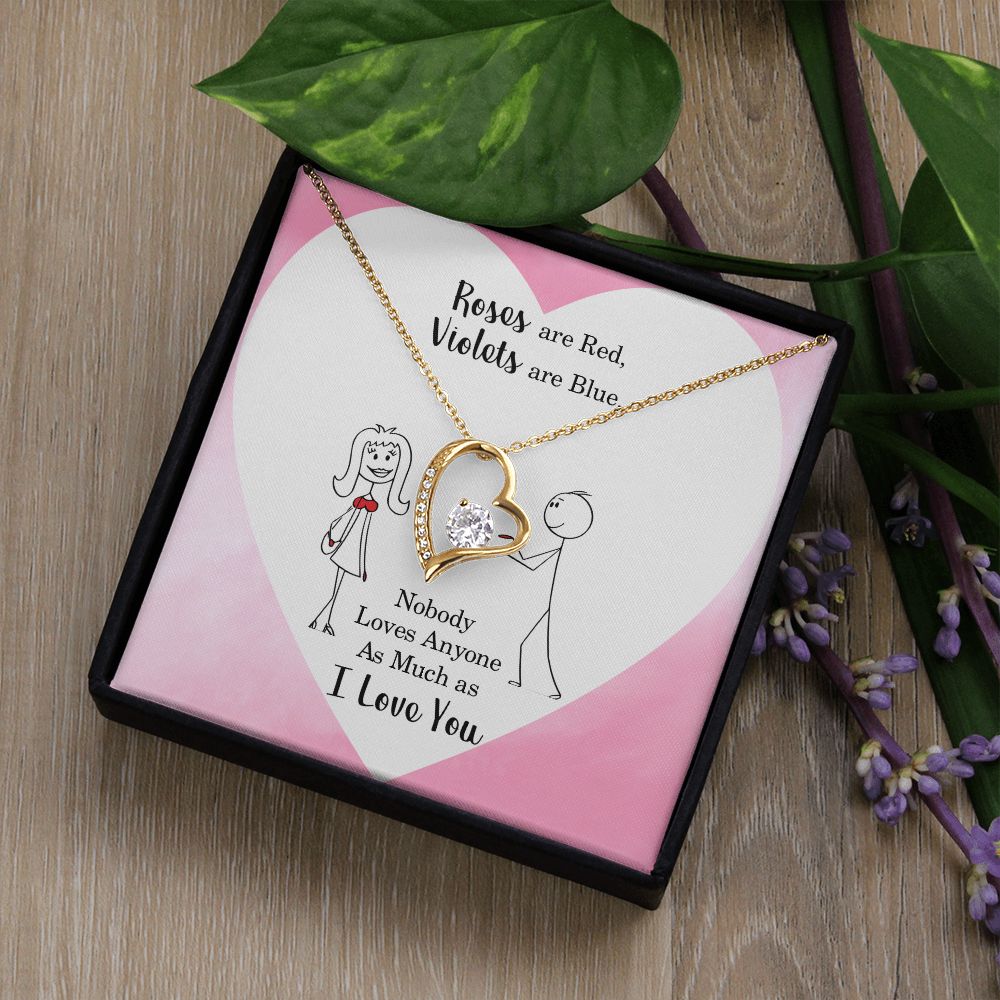 Roses are Red Violets Are Blue Message Card Necklace for Love
