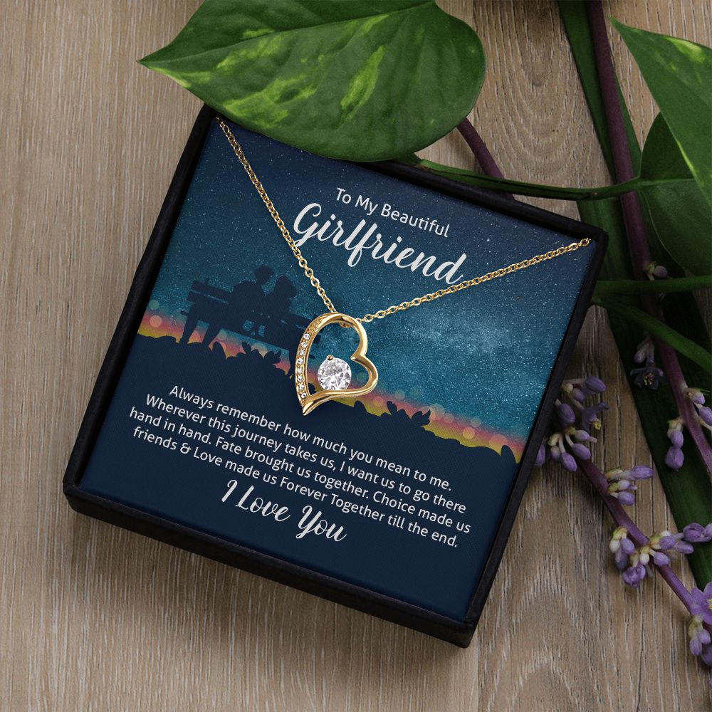 To My Beautiful Girlfriend Forever Love Message Card Necklace