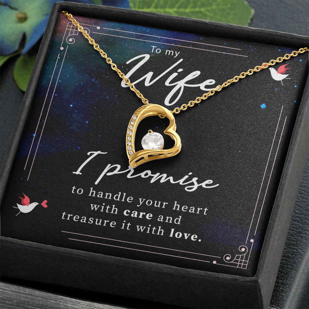 To My Wife I Promise To Handle Your Heart With Care Necklace