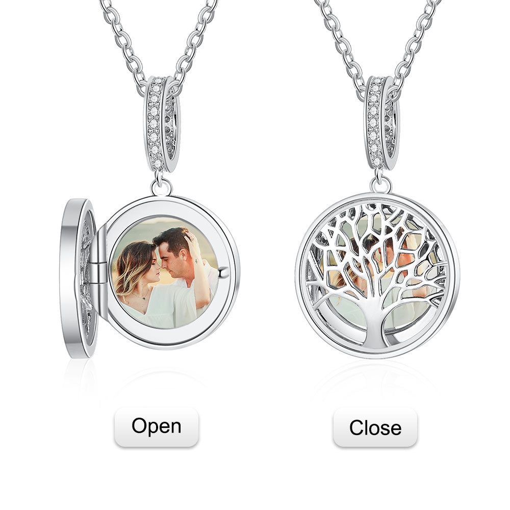 Personalized Sterling Silver Photo Necklace Tree of Life