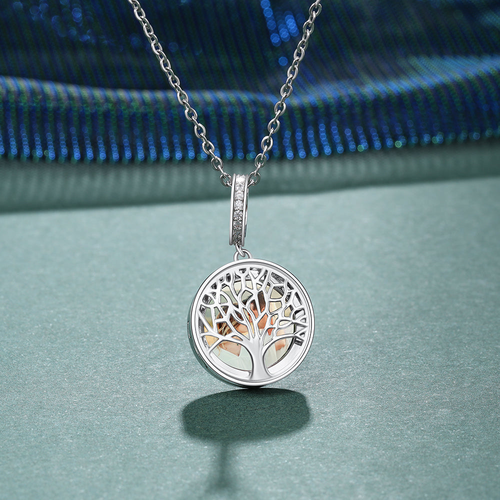 Personalized Sterling Silver Photo Necklace Tree of Life