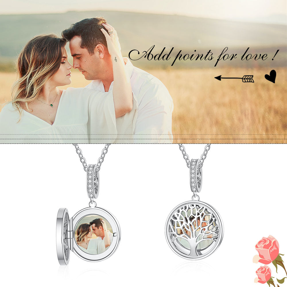 Personalized Sterling Silver Photo Necklace Tree of Life