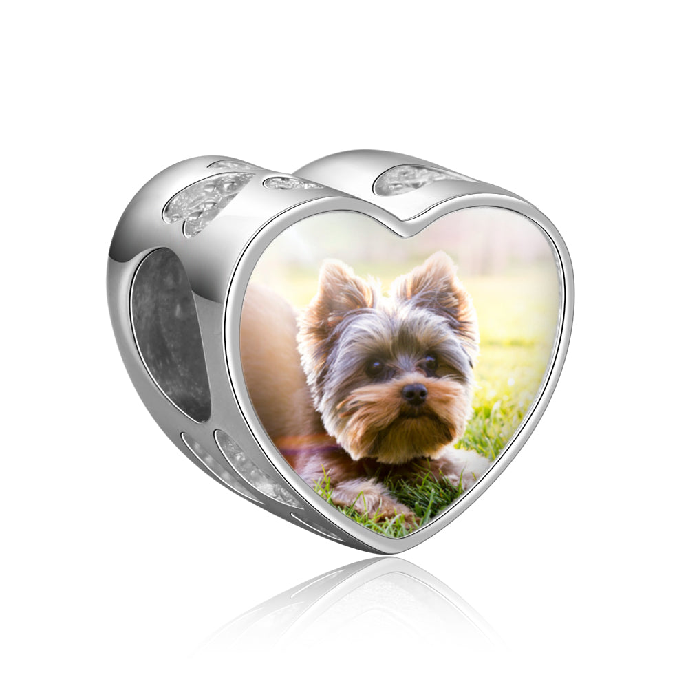 Sparkling Custom Photo Bracelet Charm - Paw Design