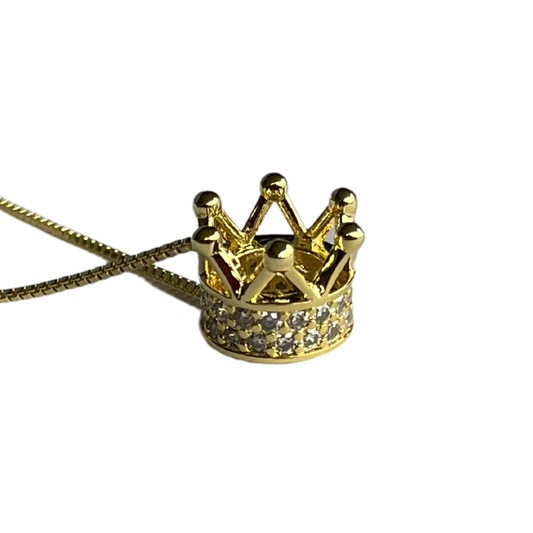 Queen Crown Sterling Silver Necklace With Yellow Gold Plating