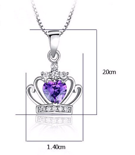 Princess Purple Crown Sterling Silver Necklace