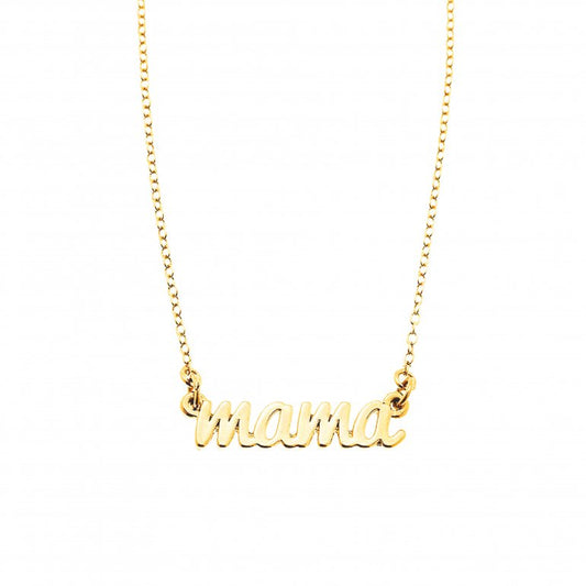 "Mama" Word  Sterling Silver Necklace Yellow Gold Plating